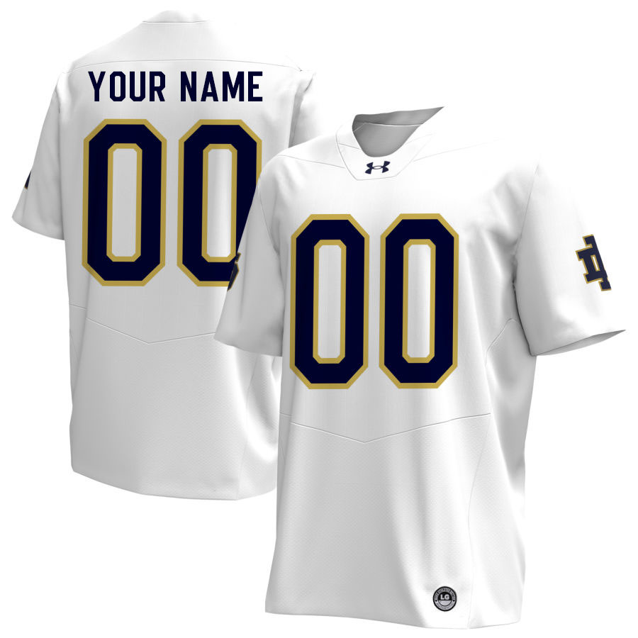 Custom Notre Dame Fighting Irish Name And Number Football Jerseys Stitched-White